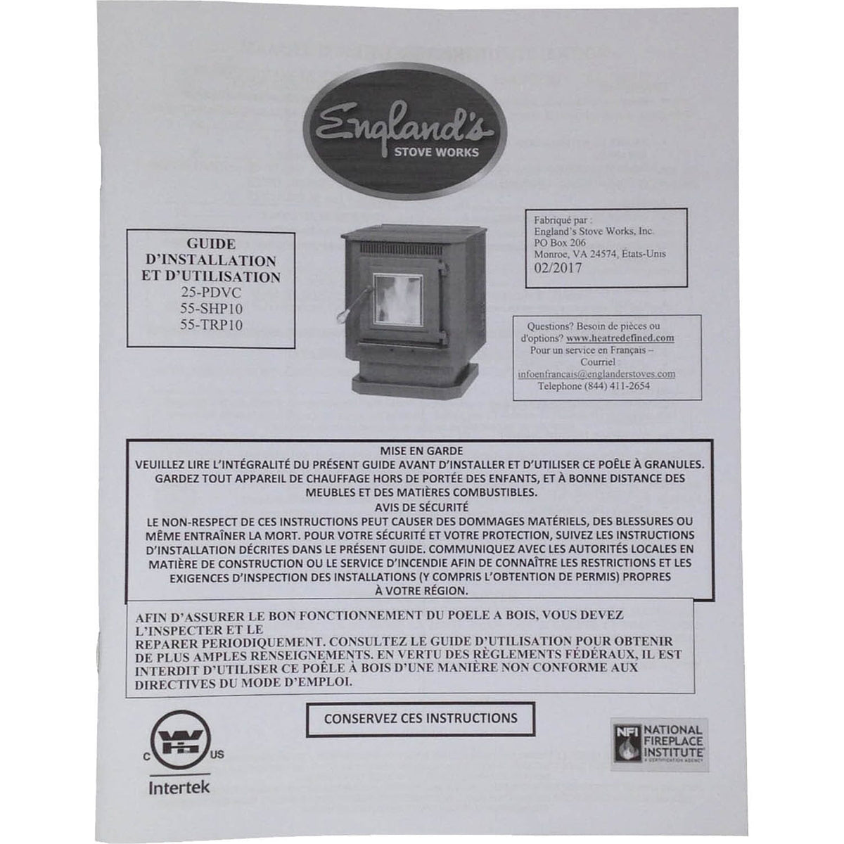 Englander Pellet Stove Manual For 25PDVC Englander 25PDVC