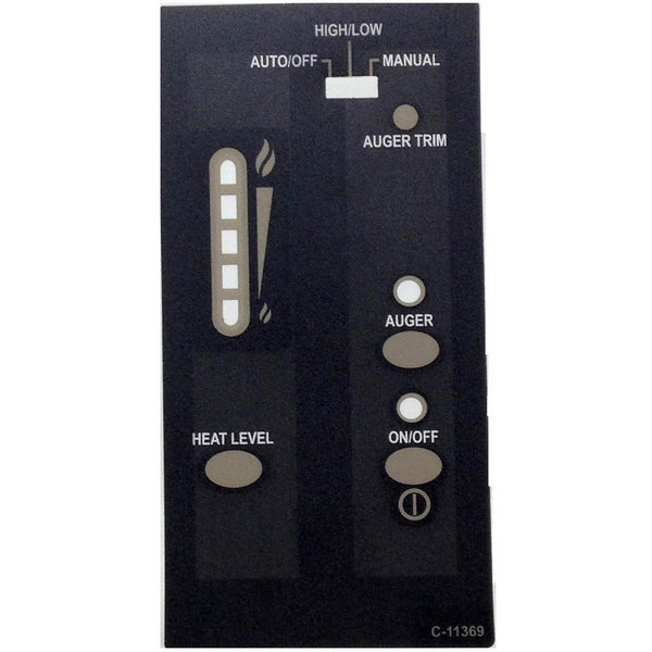 Vista Flame Pellet Stove Control Panel Decal: 50-1482