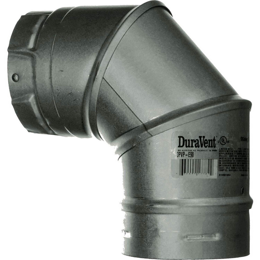 DuraVent PelletVent 3PVP-E90 Stove Pipe Elbow, 90 deg Ang