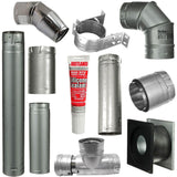 Pellet Stove Vent Pipe Kit With 3 Inch Horizontal Pipe With Vertical Rise With Dura Vent Pro
