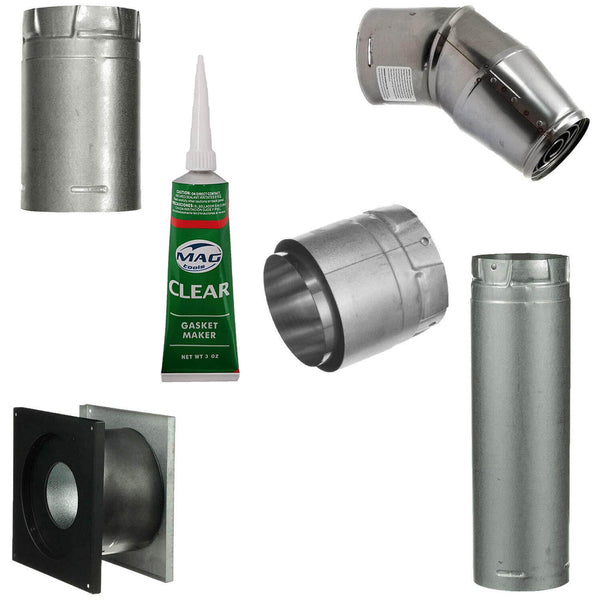 3" Pellet Stove Vent Kit For Short Horizontal Installs With Dura Vent Pro Pipe: 3PVP-HZ-KIT