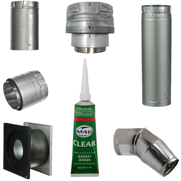 Pellet Stove Vent Pipe Kit With 4 Inch Horizontal Pipe With Dura Vent Pro: 4PVP-HZ-KIT