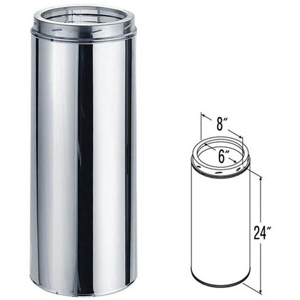 6" x 24" DuraTech Stainless Steel Chimney Pipe: 6DT-24SS