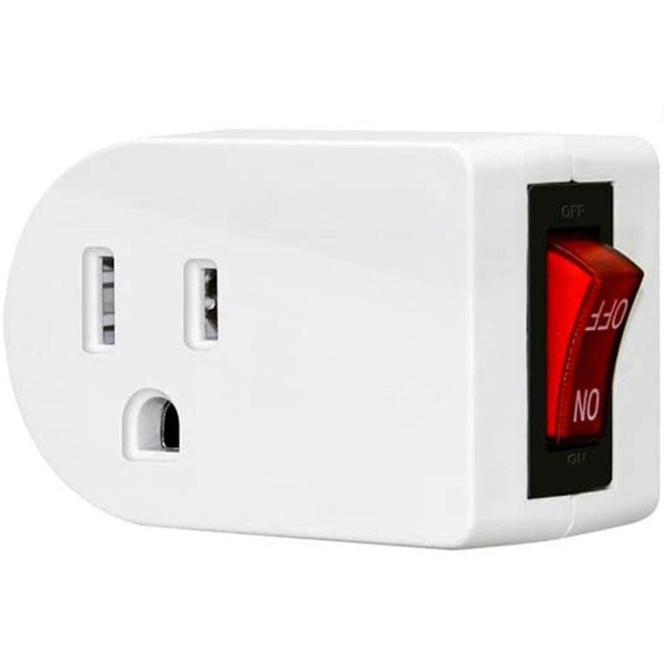 Grounded Outlet Adapter With On/Off Switch