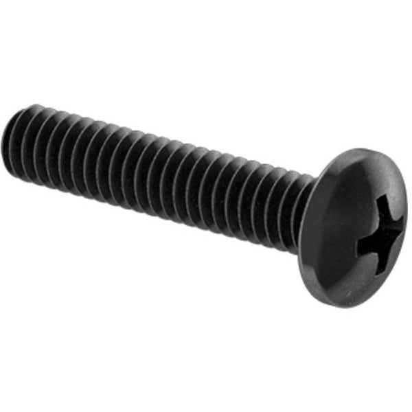 Black-Oxide 18-8 Stainless Steel Pan Head Phillips Screws 1/4"-20 Thread, 1-1/4" Long