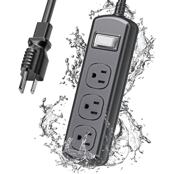 Waterproof 3-Outlet Surge Protector With 6 Ft Power Extension