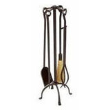 Hearth Hook 4 Piece Graphite Coated Wrought Iron Tool Set: MM-WR27